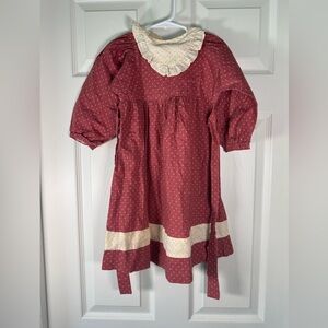 Vintage Mouse Feathers Prairie Toddler Girls Dress Cottagecore Maroon Size 4T